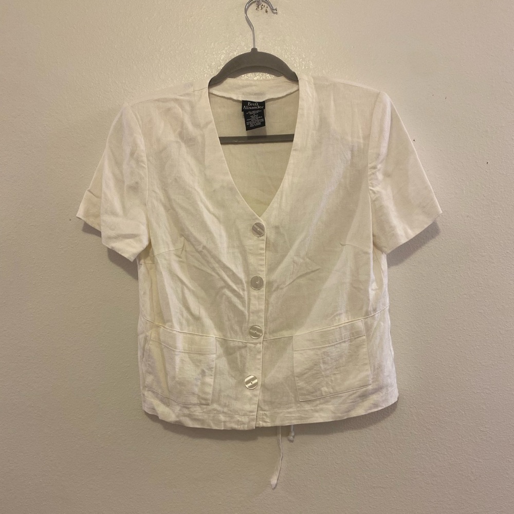 Brett Alixander White Linen blouse